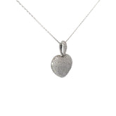 14k White Gold .75ct H SI1 Round Diamond Puffed Pave Heart Necklace